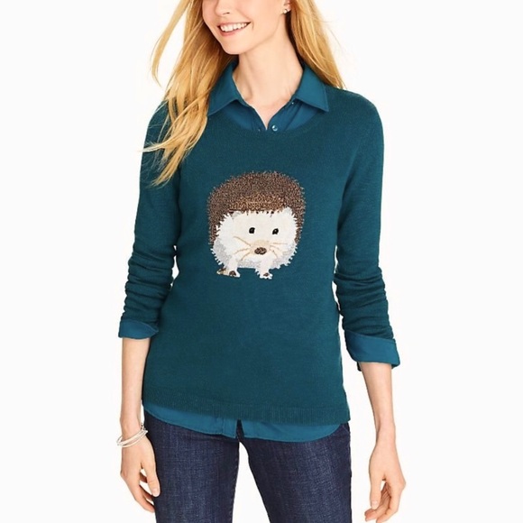 TALBOTS Adorable teal hedgehog sweater, size M - Picture 13 of 13